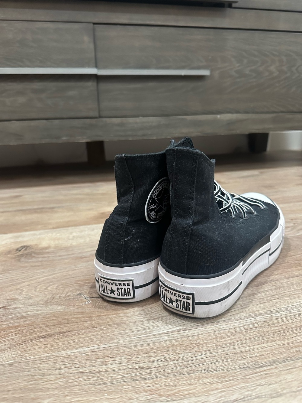 Converse Chuck Taylor All Star Black High-Top Platform Sneakers - Picture 4 of 4